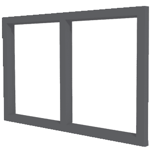 Vast raam | 2 vakken horizontaal | aluminium