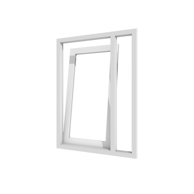 Draaikiepdeur (links) en vast raam | 2 vakken | pvc