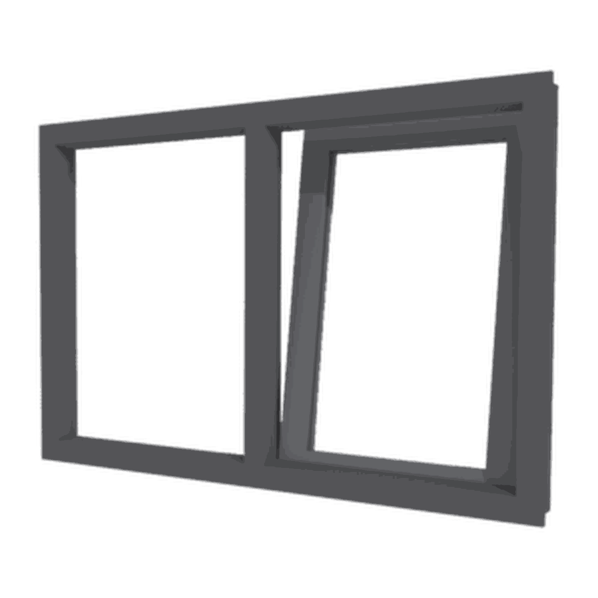aluminium draaikiepraam rechts en vast glas